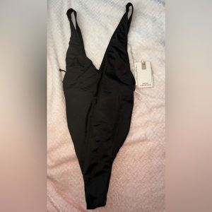 Good American Shine Cinch Plunging Cheeky One Piece Swimsuit